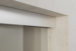 Detailansicht von Lira Motiv klar 2-flg. Glasschiebetür mit zwei festen Seitenteilen Sigma Flexible Variante 3 - Erkelenz