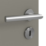 Detailansicht der Oberfläche von Hygge Grau RAL 7037 LA 24 mittig Mattlack Basic Innentür - Huga