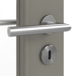Detailansicht der Oberfläche von Hygge Grau RAL 7037 LA 27 Mattlack Basic Innentür - Huga