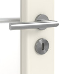 Detailansicht der Oberfläche von HUGA Innentür Piano 5 Weißlack Classic mit Lichtausschnitt LA 3