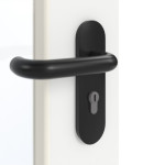 Detailansicht der Oberfläche von GARANT Rauchschutztür D354-60 Designer White Resopal mit Lichtausschnitt LA-2