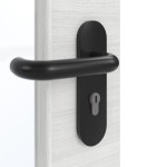 Detailansicht der Oberfläche von GARANT Rauchschutztür Quer Authentic Grigio GCK08 mit Lichtausschnitt LA-4 schlossseitig