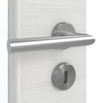 Detailansicht der Oberfläche von GARANT Schallschutztür Quer Authentic Grigio GCK08 mit Lichtausschnitt LA-DIN