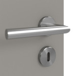 Detailansicht der Oberfläche von GARANT Schallschutztür U12115SD Platingrau GHK08 mit Lichtausschnitt LA-10