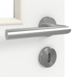 Detailansicht der Oberfläche von GARANT Schallschutztür D354-60 Designer White Resopal mit Lichtausschnitt LA-11