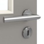 Detailansicht der Oberfläche von GARANT Schallschutztür U12115SD Platingrau GHK08 mit Lichtausschnitt LA-11
