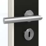 Detailansicht der Oberfläche von GARANT Schallschutztür 0901-60 Black Resopal mit Lichtausschnitt LA-2