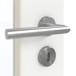 Detailansicht der Oberfläche von GARANT Schallschutztür D354-60 Designer White Resopal mit Lichtausschnitt LA-2