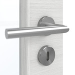 Detailansicht der Oberfläche von GARANT Schallschutztür Quer Authentic Grigio GCK08 mit Lichtausschnitt LA-3