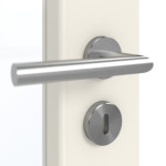 Detailansicht der Oberfläche von GARANT Schallschutztür Weißlack 9010 mit Lichtausschnitt LA-3