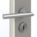 Detailansicht der Oberfläche von GARANT Schallschutztür U12115SD Platingrau GHK08 mit Lichtausschnitt LA-3