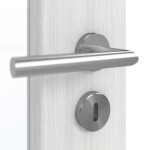 Detailansicht der Oberfläche von GARANT Schallschutztür Authentic Grigio CePaL mit Lichtausschnitt LA-4 schlossseitig