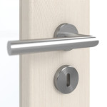 Detailansicht der Oberfläche von GARANT Schallschutztür Authentic Perl GCK08 mit Lichtausschnitt LA-4 schlossseitig
