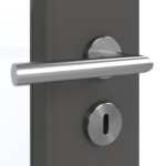 Detailansicht der Oberfläche von GARANT Schallschutztür 10622-60 Ebony CePaL mit Lichtausschnitt LA-5 schlossseitig