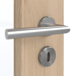 Detailansicht der Oberfläche von GARANT Schallschutztür Authentic Achat CePaL mit Lichtausschnitt LA-5 schlossseitig