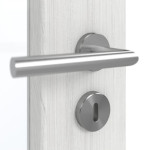 Detailansicht der Oberfläche von GARANT Schallschutztür Authentic Grigio CePaL mit Lichtausschnitt LA-5 schlossseitig