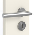Detailansicht der Oberfläche von GARANT Schallschutztür Weißlack 9010 mit Lichtausschnitt LA-6