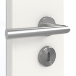 Detailansicht der Oberfläche von GARANT Schallschutztür Weißlack 9016 mit Lichtausschnitt LA-6