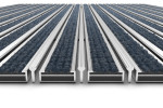 Detailansicht frontal von Aluprofilmatte KLASSIK Rips T06PP blau/grau / Kratzleiste - Entrada