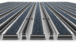 Detailansicht frontal von Aluprofilmatte KLASSIK Rips T06PP blau/grau / Minibürste MB01 schwarz - Entrada