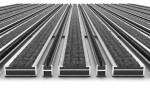 Detailansicht frontal von Aluprofilmatte KLASSIK Rips T05PP grau / Minibürste MB01 schwarz - Entrada