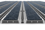Detailansicht frontal von Aluprofilmatte ROYAL Rips T06PP blau/grau / Minibürste MB02 grau - Entrada
