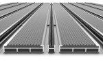 Detailansicht frontal von Aluprofilmatte ROYAL Safe R02V grau / Minibürste MB01 schwarz - Entrada