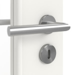 Detailansicht der Oberfläche von LEBO Doppelflügeltür Ultramatt Weiß ähnl. RAL 9016 Versio mit Lichtausschnitt LA 7 inkl. Zarge