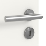 Detailansicht der Oberfläche von HÖRMANN Doppelflügeltür Pure 2 Verkehrsweiß RAL 9016 Duradecor DesignLine mit Lichtausschnitt quer mit Lisene Steel 80 mit Zarge
