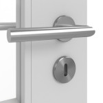 Detailansicht der Oberfläche von JELD-WEN Doppelflügeltür Shape 2F/3F Nickelgrau ähnlich RAL 7047 ExpertLack mit Lichtausschnitt LA-1G mit Zarge