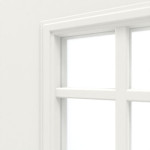 Detailansicht des Lichtausschnitts von HUGA Innentür Landhaus 2 Weißlack Classic mit Lichtausschnitt LA Lugano