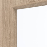 Detailansicht des Lichtausschnitts von GARANT Rauchschutztür Authentic Eiche CePaL mit Lichtausschnitt LA-4 bandseitig