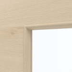 Detailansicht des Lichtausschnitts von GARANT Doppelflügeltür Corona 730 Quer Authentic Sand CePaL mit Lichtausschnitt LA-4 mittig mit Zarge