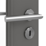 Detailansicht der Oberfläche von Huga Innentür Hygge grau RAL 7037 Duradecor Basic mit Lichtausschnitt LA 11