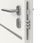Detail Schließer von Stahl Nebeneingangstür ATENA P55 ohne Glasausschnitt