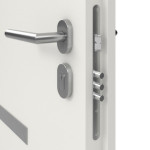 Detail Schließer von Stahl Nebeneingangstür WESTA P55 ohne Glasausschnitt