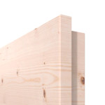 Detailansicht der Kante von Doppelflügeltür TG-1 quer Fichte astig Massivholz mit Zarge