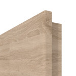 Detailansicht der runden Kante von GARANT Wohnungseingangstür Quer Authentic Eiche CePaL mit Lichtausschnitt LA-4 bandseitig