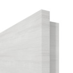 Detailansicht der eckigen Kante von GARANT Schallschutztür Quer Authentic Grigio GCK08 mit Lichtausschnitt LA-4 mittig