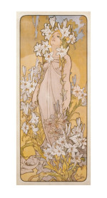 Alfons Mucha Reproduktion auf eigener Innentür Lilie