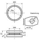 Technische Zeichnung von SÜDMETALL Glas-Schiebetürmuschel rund Edelstahl-sat. ohne Durchgriff