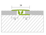 Zeichnung von PROCOVER Designfloor Übergangsprofil Aluminium 4-9mm eloxiert Edelstahl 270cm - Proline