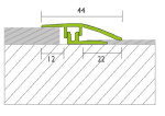 Zeichnung von PROCOVER Designfloor Anpassungsprofil Aluminium 0-9mm eloxiert Silber 90cm - Proline