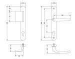 technische Zeichnung von Contour 92 Mahagoni Langschild Schutzbeschlag für Haustüren - Interio