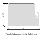 Technische Zeichnung des CPL-Blockrahmens in RAL 9016