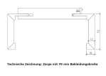Technische Zeichnung von Zarge mit 70 mm Bekleidungsbreite in RAL 9016
