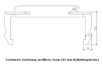 Technische Zeichnung von profilierter Zarge mit 65 mm Bekleidungsbreite in Weißlack RAL 9010