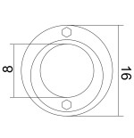 Technische Zeichnung von Doppelexzenterbuchse Außendurchmesser 16 mm Kunststoff schwarz - Lienbacher Glas