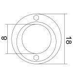 Technische Zeichnung von Doppelexzenterbuchse Außendurchmesser 18 mm Kunststoff schwarz - Lienbacher Glas