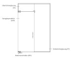 Zeichnung von Float klar Glaspendeltür mit festem Seitenteil und Oberlicht DORMA Mundus BTS Variante 8 - Erkelenz